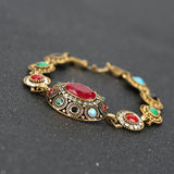 Charm Turkish Jewelry Ellipse Multicolor Resin Austrian Crystals Gold Plated Bracelet For Women Fashion Clothing Accessories