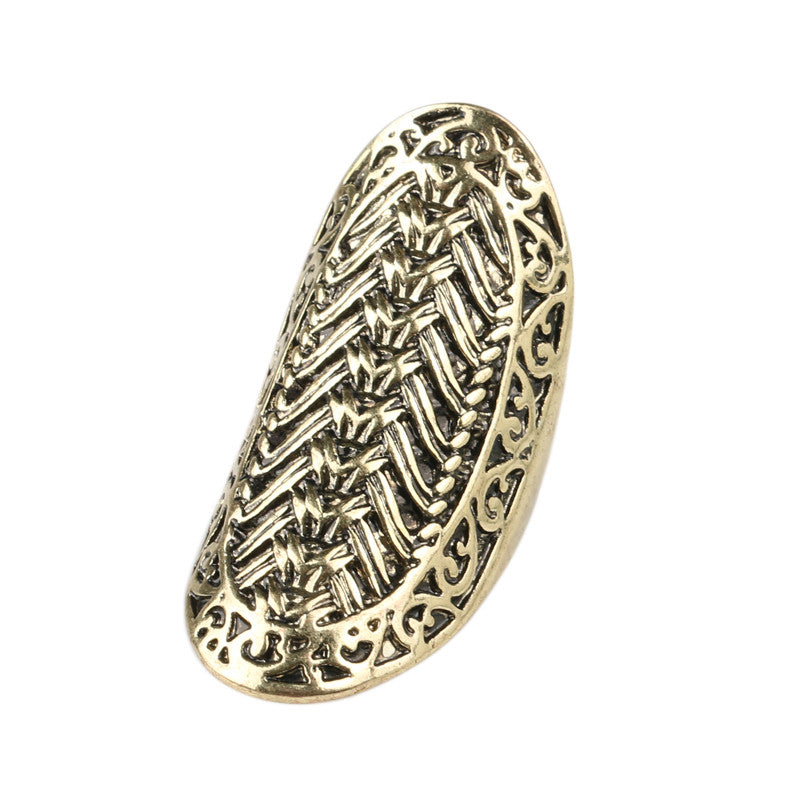Charm Big Finger Ring Vintage Look Fashion 18K Gold Rings For Women Classical Pattern Christmas Gift