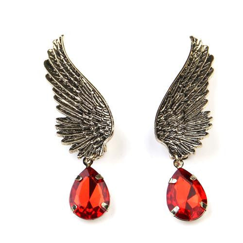 Charm Fashion 1pcs Right Retro Angel Wings Drop Crystal Jewel Tassel Ear Whiite Earrings Jewelry For Women Jewellery