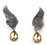 Charm Fashion 1pcs Right Retro Angel Wings Drop Crystal Jewel Tassel Ear Whiite Earrings Jewelry For Women Jewellery