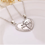 Charming Splice Heart Pendant Best Friend Letter Necklace Women Gifts 2 Color Pick Jewelry