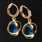 Charming Women New 18k Gold Filled Gift Party Austrian Crystal Clear Zircon geometry flower Earrings Jewelry