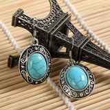 Charming flower tibetan silver earring with turquoise and crystal jewelry Vintage Earrings For Women Dangle Jewelry 