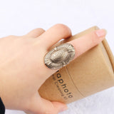 Charms Oval Vintage Punk Rock Rings For Women Ancient Gold Plating Midi Decorative Pattern Lucky Gift Women Jewelry