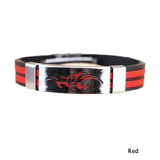 Chic Men Jewelry Flame Logo Titanium Steel Bangle Silicone Wristband Bracelet Stylist Gift