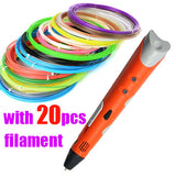 Christmas gift Brand NEW First Generation DIY 3D Printer Pen For Kids AU/US/UK/EU plug With PLA Filament 1.75mm