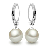 Circle Earrings Freshwater Pearl and Silver Plated Hook Earrings Fashion Korean Cute Sweet Pearl Earring For Ladies