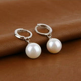 Circle Earrings Freshwater Pearl and Silver Plated Hook Earrings Fashion Korean Cute Sweet Pearl Earring For Ladies