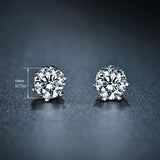 Classic Crown Shaped Stud Earrings 0.75ct Top Grade CZ Diamond Brincos White Gold Plated Earrings for Women Jewelry 