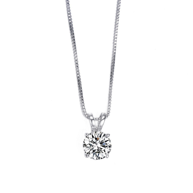 Classic Permanent 2ct Solitaire Hearts and Arrows CZ Pendant Necklace