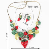 Classic Strawberry Jewelry Sets High Quality Antique Gold Plated Red Sweet Fruit Necklace Set Party Gifts