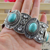 Classical Women's Retro Vintage Natural Turquoise Cute Tibet Silver Bracelet 