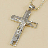 Classical Catholic Church Stainless Steel Jesus Cross Necklace Religion Crucifix Pendant Jewelry For Men&Women
