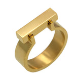 Classics Stainless Steel Jewelry Horseshoe Flat Shackle Brand Ring Punk Finger Love Ring Gold Plated Square Shape Ring For Women