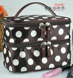 Lady Double Cosmetic Bag Retro Dot Beauty Case Makeup Bag Set Kit Toiletry Bag