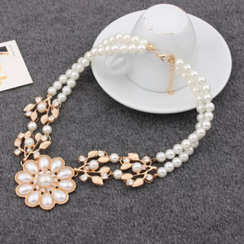 Colares Femininos Simulated Pearl Necklace for Women Fashion Gold Beads Choker Necklaces Statement Jewelry collier femme
