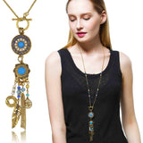 Collier Femme Colar Collares Women Natural Stone Gold Plated Long Chain Pendant Bohemia Necklace