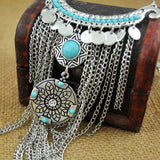 Collier Femme Thai Silver Coins Bohemian Tassel Pendant Colar Statement Necklaces vintage jewelry for women