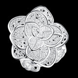 Silver-plated Fashion Jewelry Three Layer Flower Rings For Women Anel Masculino Rings Open Size