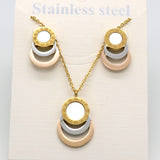 Consist 3 Colour Gold/Silver/Rose Gold Stainless Steel Jewelry Stes Brand Women Earrings & Necklace Jewelry Set For Female