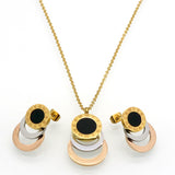Consist 3 Colour Gold/Silver/Rose Gold Stainless Steel Jewelry Stes Brand Women Earrings & Necklace Jewelry Set For Female