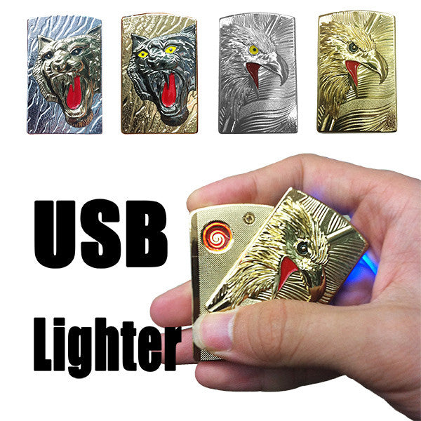 Cool Gadget USB Electronic Cigarette Lighters & Smoking Accessories Flameless No Oil Windproof Rechargeable Eagle Gift For Man