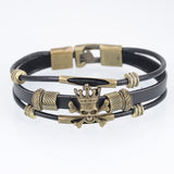 Cool Skull Men Bracelet Punk Black Leather Bracelets & Bangles For Men Women Wrap Male Bracelet with Charms Wristband Jewelry
