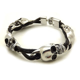 Braided Leather Punk Skull Head Bracelet Bangle Wristband For Unisex Man men Women Gift