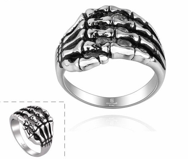 Cool Alloy Silver Men's Punk Skull Head Finger Rings Jewelry Men's Fashion Rocker Wearing