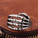 Cool Alloy Silver Men's Punk Skull Head Finger Rings Jewelry Men's Fashion Rocker Wearing