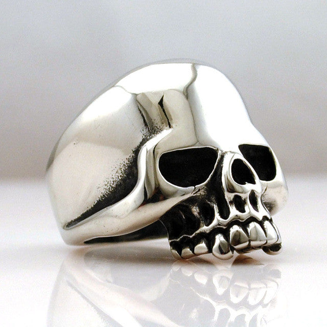 Cool Stainless Steel Rings For Men Trendy Smooth Polishing Big Tripple Skull Ring Punk Biker Jewelry