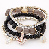 Cool Summer Bohemia Candy Jelly Beads Anchor Crystal Charm Bracelets Bangles Multilayer Beaded Elastic Accessories Women