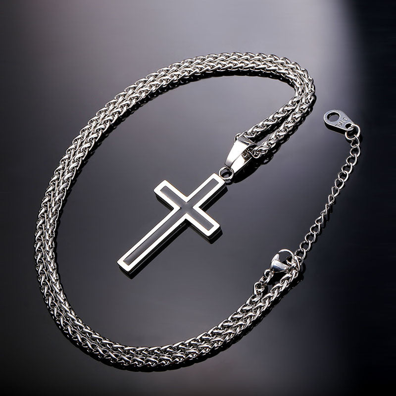 Cross Necklace & Pendant Christian Jewelry Wholesale 316L Stainless Steel Gold Plated Chain Cross Necklace Men 