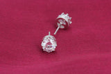 Crown 18k Gold Plated Earrings Women Brincos De Prata Men CZ Diamond Silver White Crystal Jewerly Double Stud Earing 