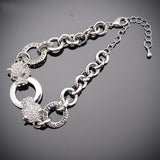 Crystal Jewelry Silver & Gold Chain &Links Bracelet Hot Sale Double Tiger Head Fashion bracelets & bangles For Women And Men
