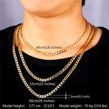 Miami Cuban Gold Plated Chains Necklace Men New 5MM Fashion Party Men Jewelry Gift Wholesale Curb Link Chain 