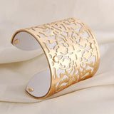 Cuff Bracelets Gold plated Color plated Punk Style PU Leather BanglesFor Women Vintage Hollow Out Design