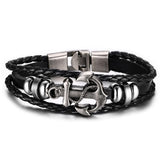 Cuff Leather Bracelets Wrist Band Vintage Punk Rock Fashion Anchor Bracelet Alloy Beads Charm For Men And Women Jewelry 