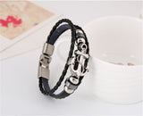 Cuff Leather Bracelets Wrist Band Vintage Punk Rock Fashion Anchor Bracelet Alloy Beads Charm For Men And Women Jewelry