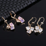 Stud Earrings For Women Party Crystal Teen Girls Gold Plated Wedding CZ Diamond Bridal Holiday Fashion Earring Accessories