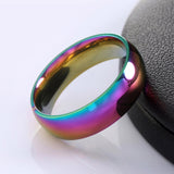 Classic Men Women Rainbow Colorful Ring Titanium Steel Wedding Band Ring Width 6mm Size 6-12 Gift 