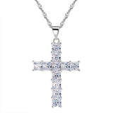 Cross Pendant Necklace with Luxury Austria Crystal Zircon 3 Layer Platinum Plated Allergy Free Women Necklace 