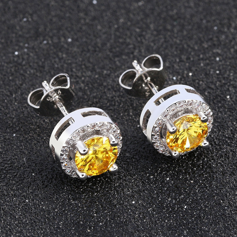 Hot Sale Women Earring Stud 0.75ct CZ Zircon Crystal Jewelry Stud Earrings Platinum Plated