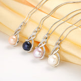 Fashion 925 Sterling Silver Jewelry High Quality Luster Natural Pearl Jewelry White/Pink Pendant 