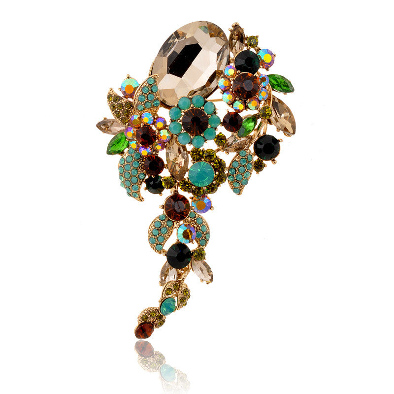 Dangle Colorful Big Brooch New Fashion Crystal High-end Atmosphere Brooches Pins For Women