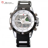 Digital SHARK Sport Watch Dual Time Date Day Alarm Silicone Strap Outdoor White Quartz Wrap Military Mens Gift Wristwatch