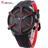 Dogfish Shark Sport Watch Auto Date LED Display Black Red Silicone Strap Band Digital Military Men's Quartz Wristwatch
