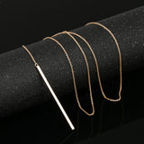 Double Fair Anti Allergy Hot Sale Y Style Chain Long Necklaces & Pendants Rose Gold Plated Strip Bar Jewelry For Women 
