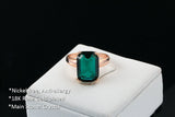 Brand Emerald Ring Rose Gold Plated Fashion Red/Green Big Crystal Imitation Ruby Wedding Jewelry For Women 