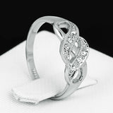 CZ Diamond Infinity Rings Rose Gold Plated Fashion Spacial Wedding/Engagement Ring Jewelry For Women Gift 